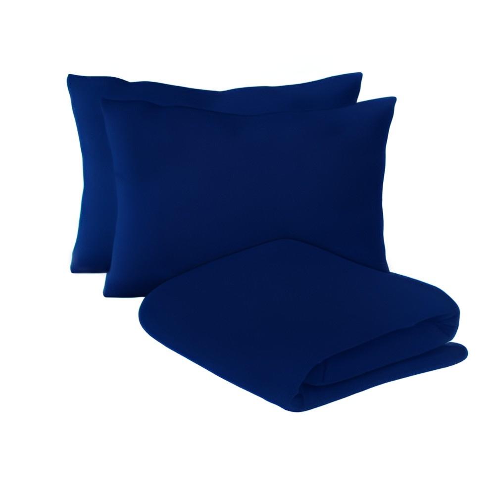 Jogo de Lençol 3 Peças Box Conjugado Unibox Casal Azul Marinho Arrumadinho Enxovais