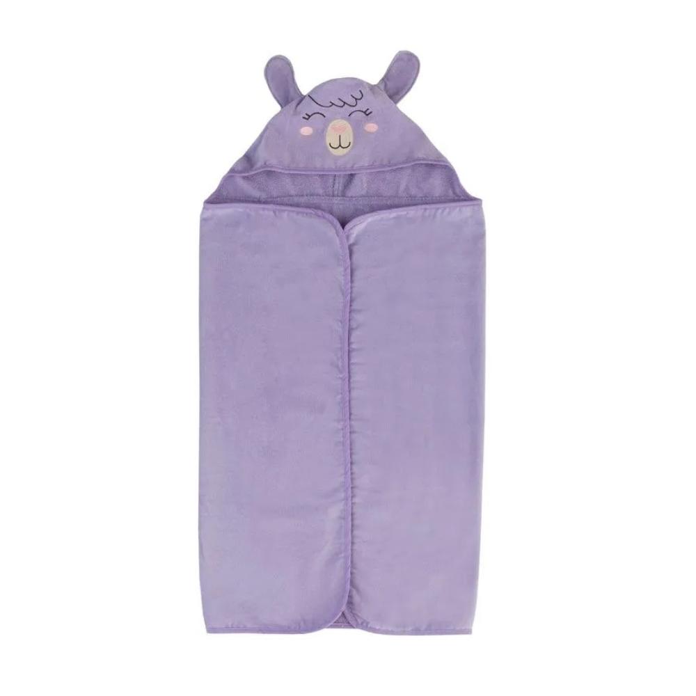 Toalha de Banho Infantil Com Capuz Lhama Roxa Teka Baby