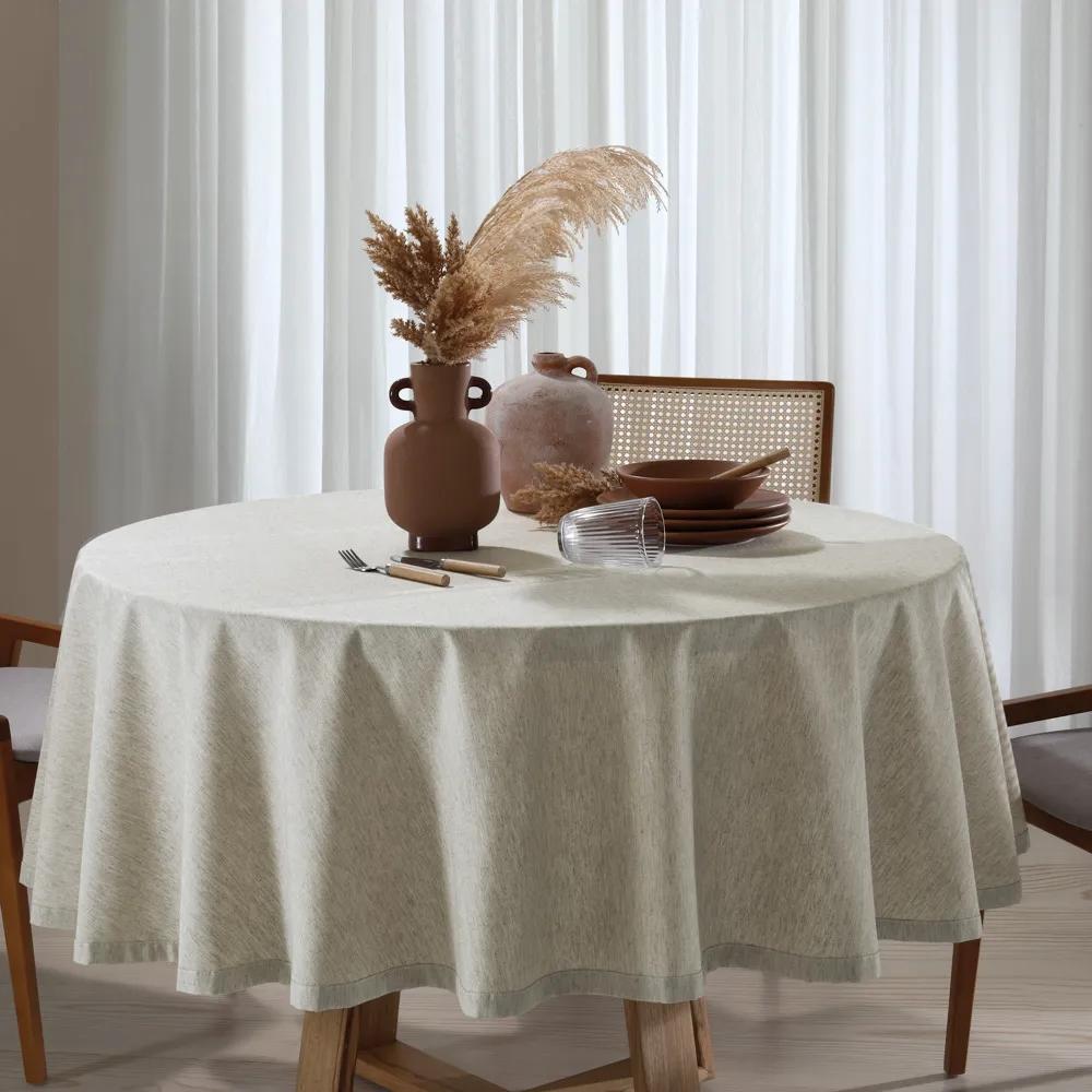 Toalha de Mesa Redonda Linhares 2,00m 6 a 8 Lugares Natural Dohler