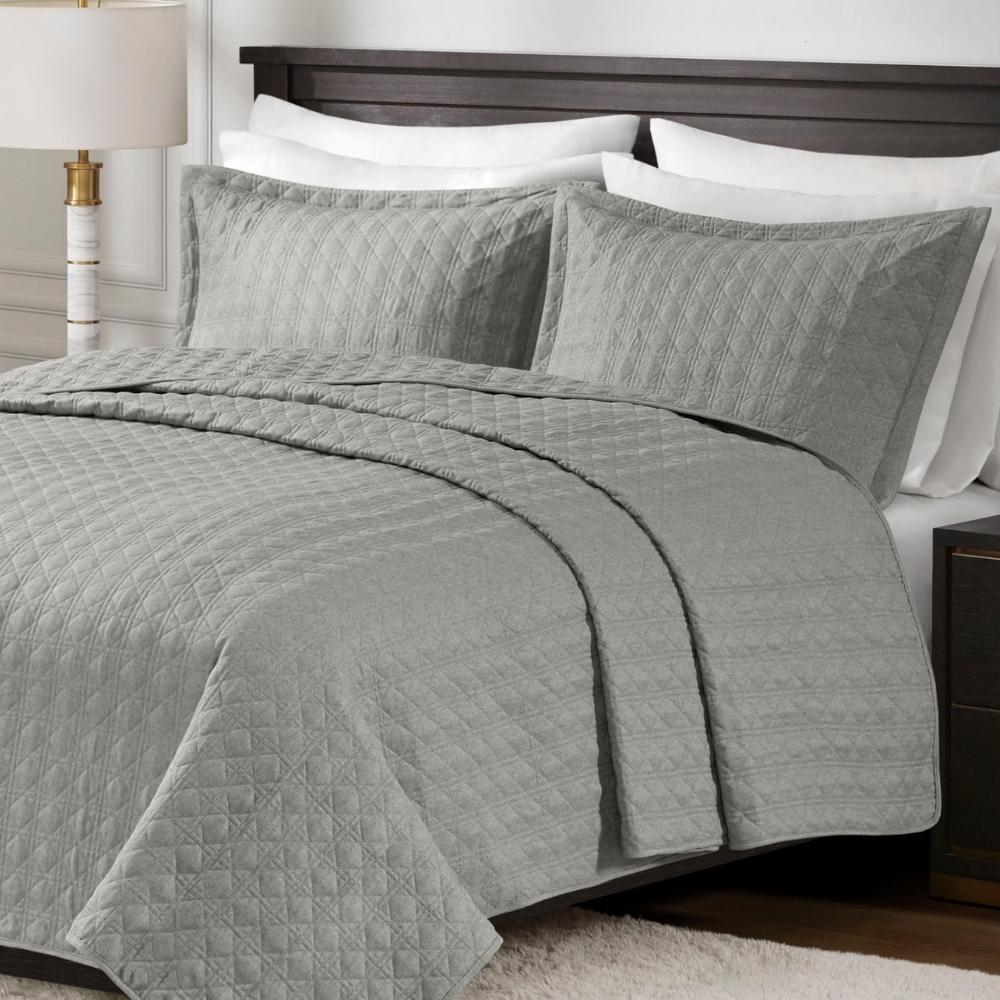 Kit Colcha 3 Peças Lyon Super King 2,80x3,00m Cinza Corttex