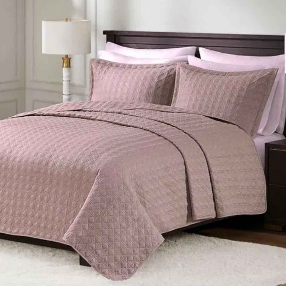 Kit Colcha 3 Peças Lyon Casal Rose Corttex