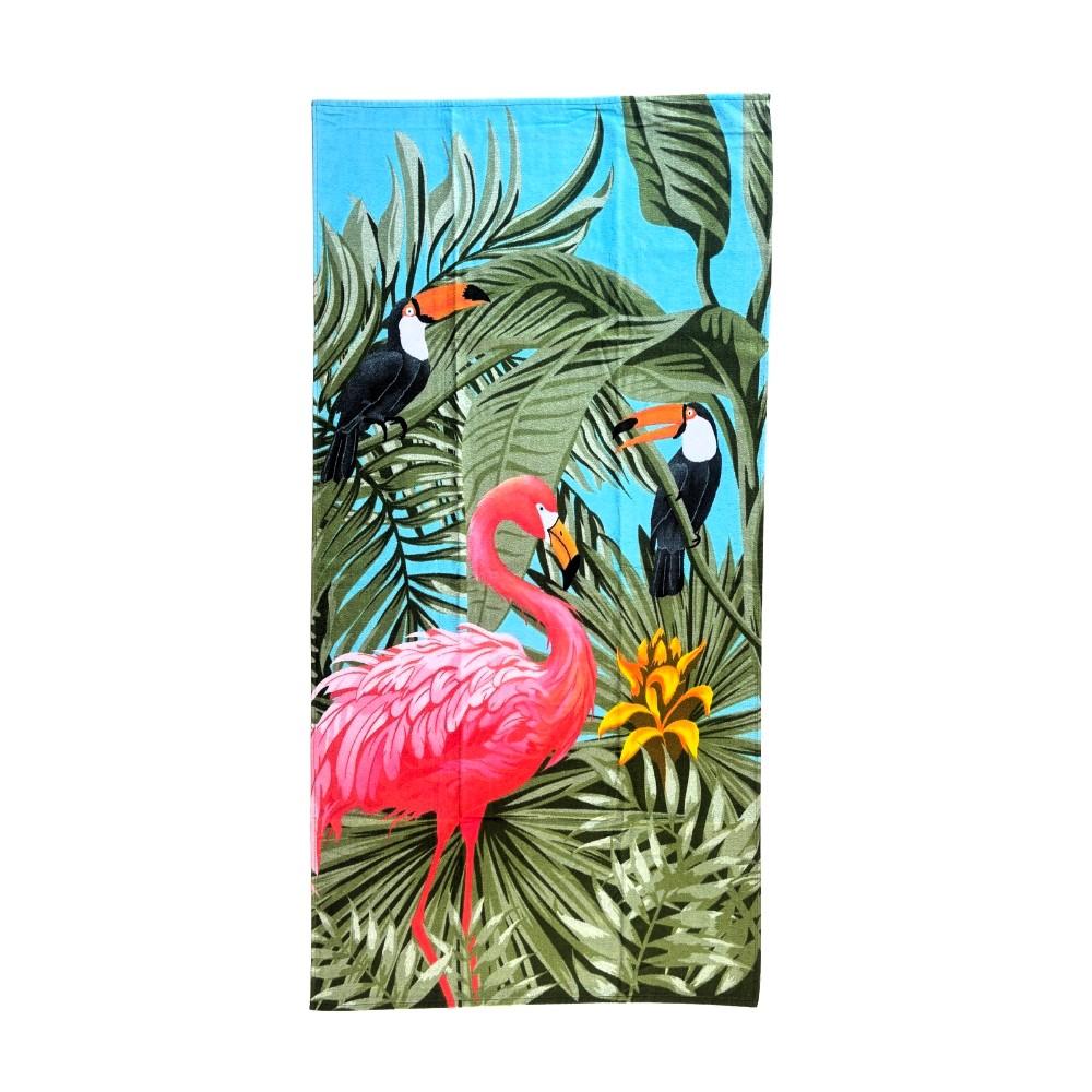 Toalha de Banho Praia Aveludada Málaga Flamingo Teka