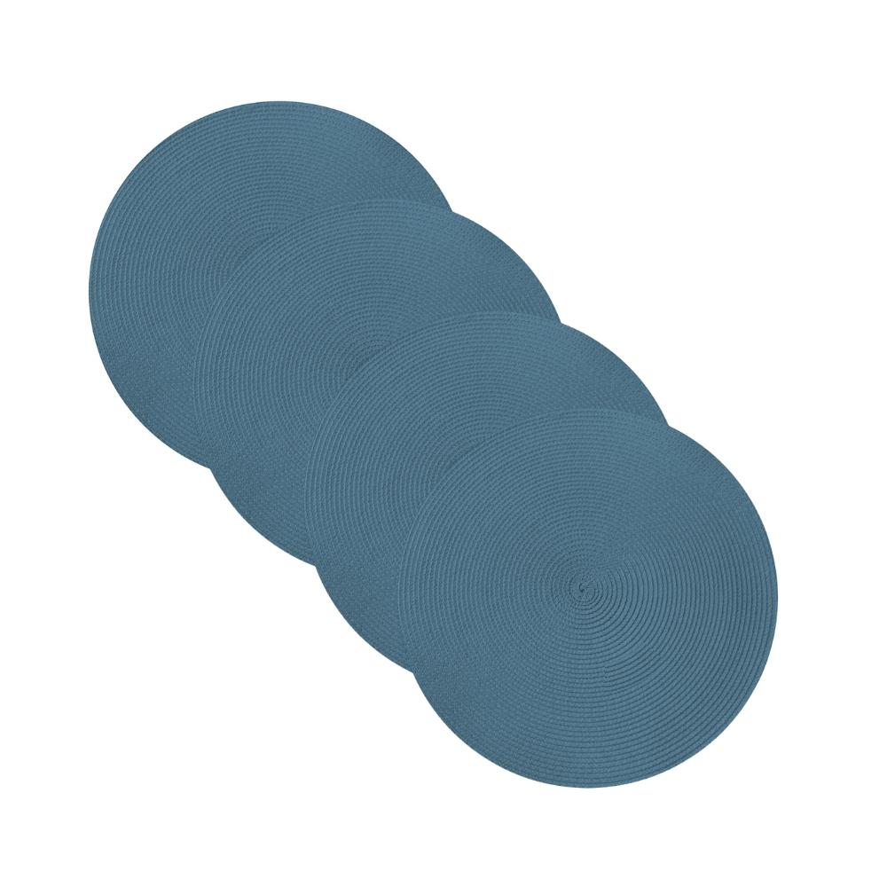 Kit 4 Peças Lugar Americano Manaus Redondo 38cm Azul Petróleo Niazitex