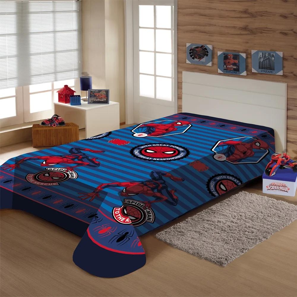 Manta de Microfibra Fun Solteiro Infantil Spider Man Homem Aranha To The Rescue Jolitex