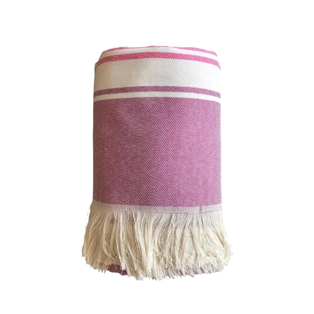 Manta Para Sofá Vicenza Marfim e Rosa 1,50m x 2,20m Teka