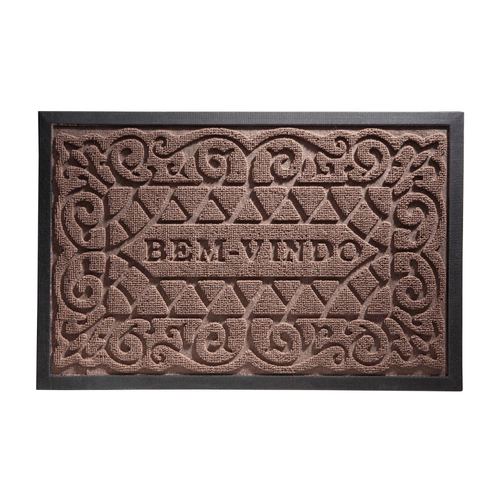 Tapete Emborrachado Entrada Michigan 40x60cm Bem-Vindo Marrom Corttex