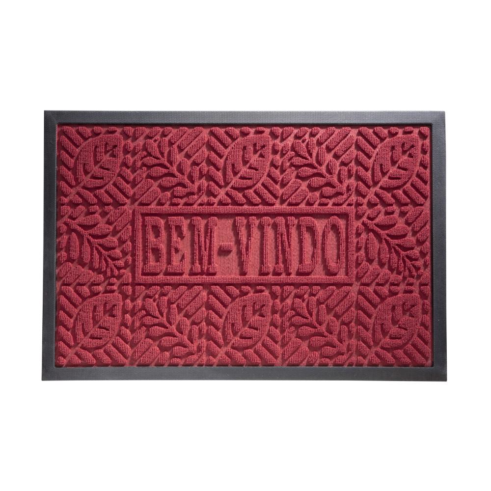 Tapete Emborrachado Entrada Michigan 40x60cm Bem-Vindo Vermelho Corttex