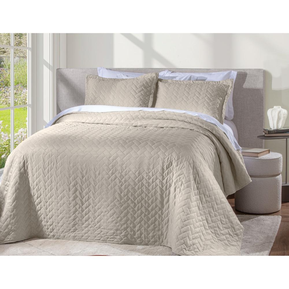 Kit Colcha 3 Peças King 2,60x2,80m Attuale Monaco Bege Corttex