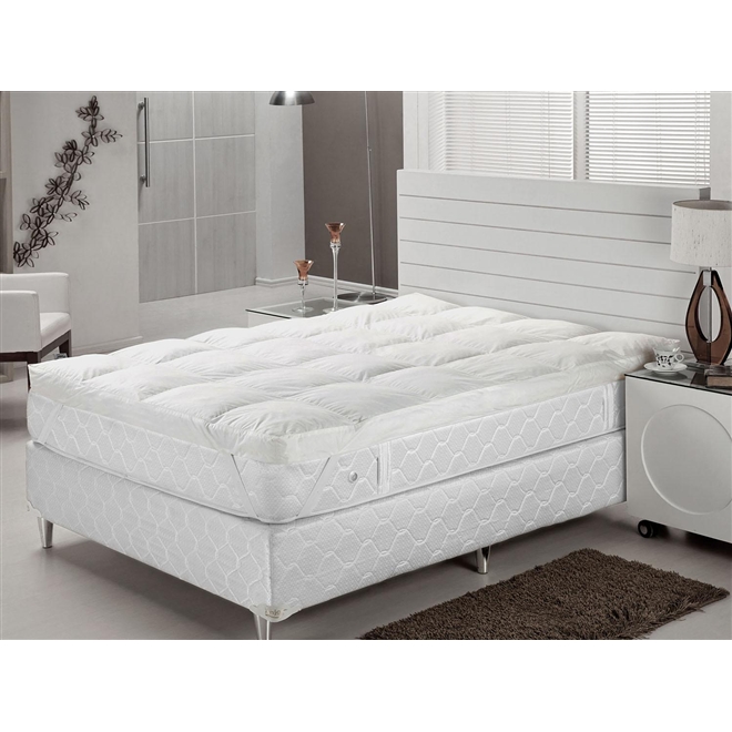 Pillow Top 80 Penas 20 Plumas de Ganso Queen 160x200x07cm Plooma