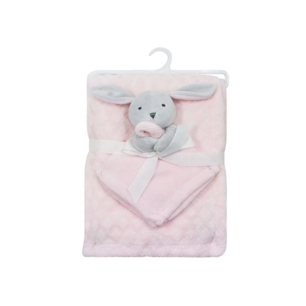 Manta para Bebê Com Naninha Coelha Rosa Camesa
