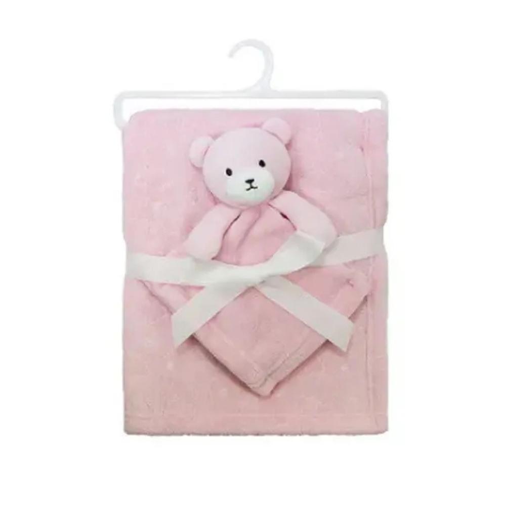 Manta para Bebê Com Naninha Ursinha Rosa Camesa