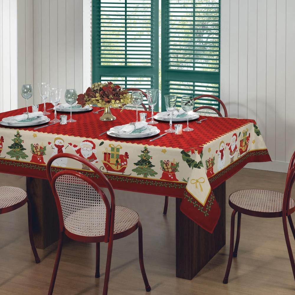 Toalha de Mesa Quadrada 4 Lugares 1,40x1,40m Super Prática Natalina Lepper