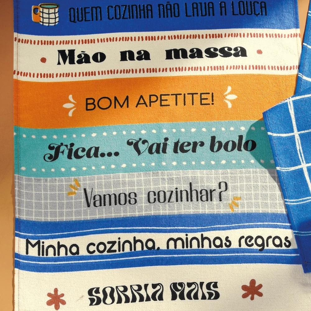 Pano de Prato Copa Felpudo Prata Estampado Bom Apetite Frases Dohler