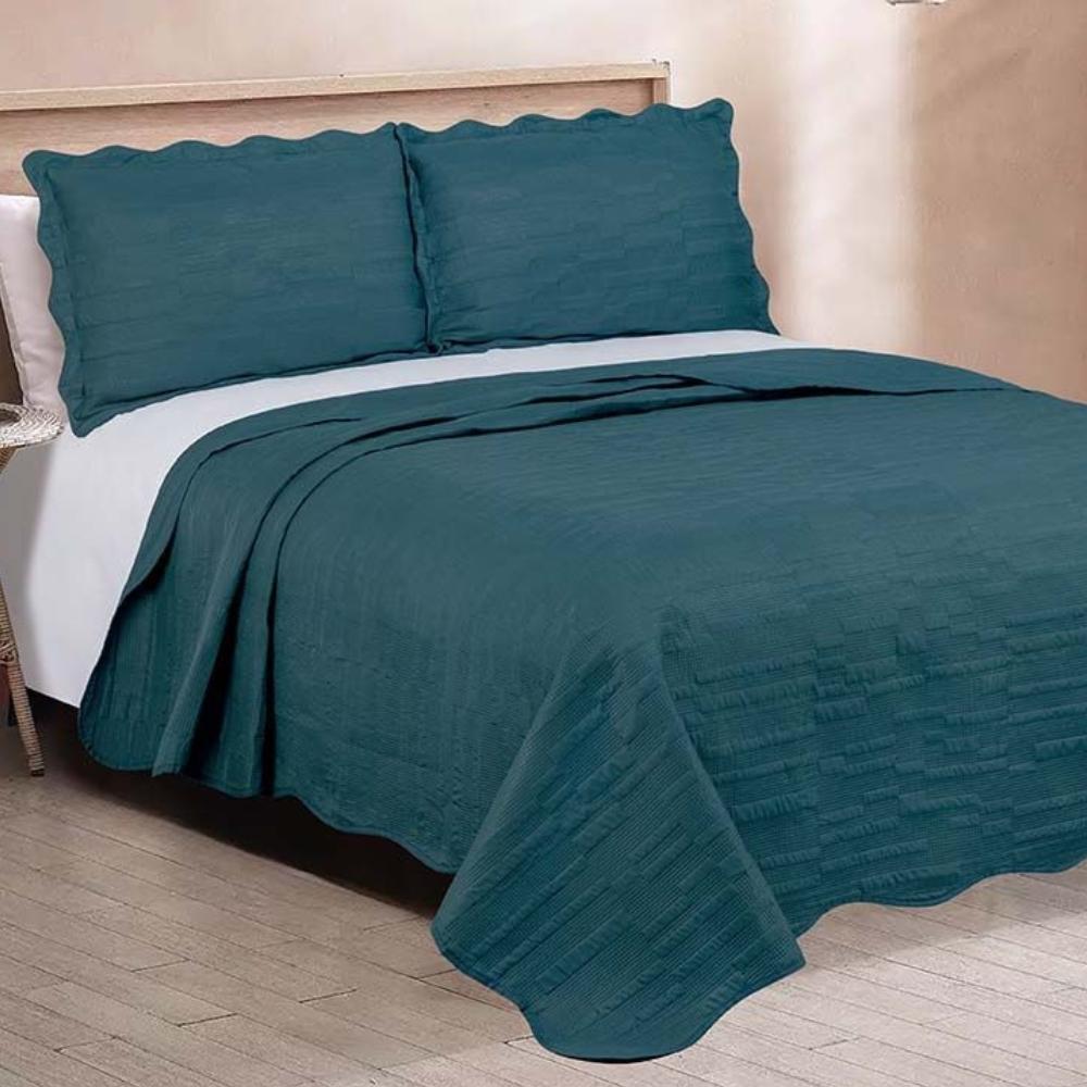 Kit Colcha 3 Peças Opala Super King 2,80x3,00m Verde Camesa
