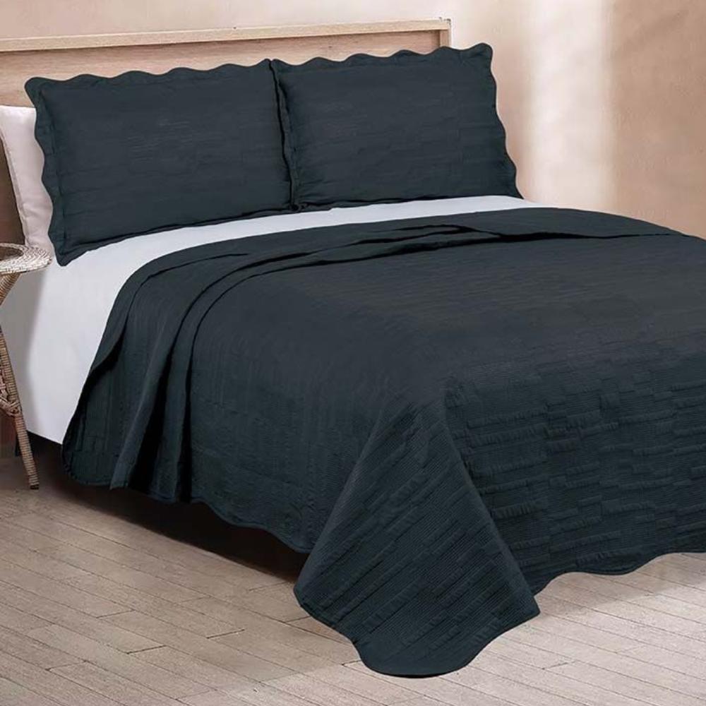 Kit Colcha 3 Peças Opala Super King 2,80x3,00m Preta Camesa