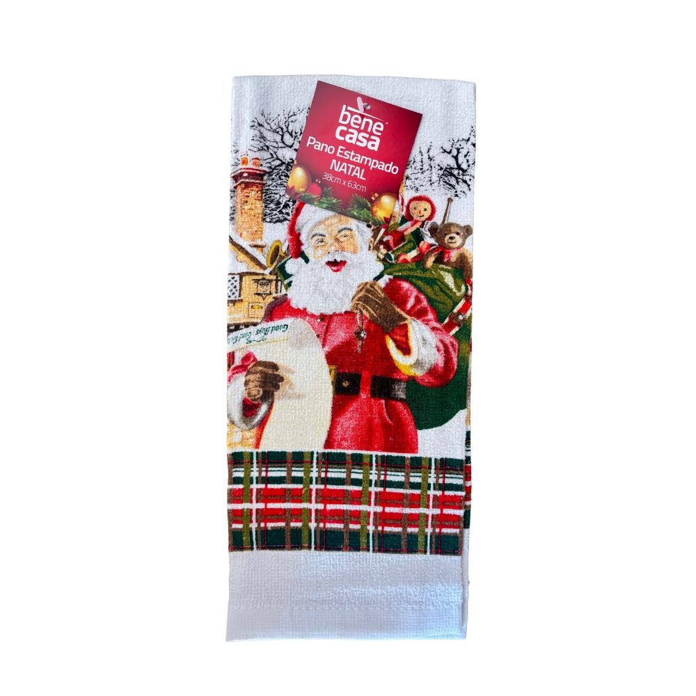 Pano De Copa Atoalhado Natal Papai Noel na Vila de Natal Bene Casa