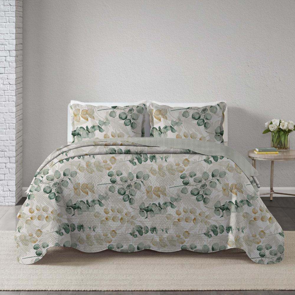 Kit Colcha 3 Peças Casal Paris Sort. 25 Floral Verde Corttex