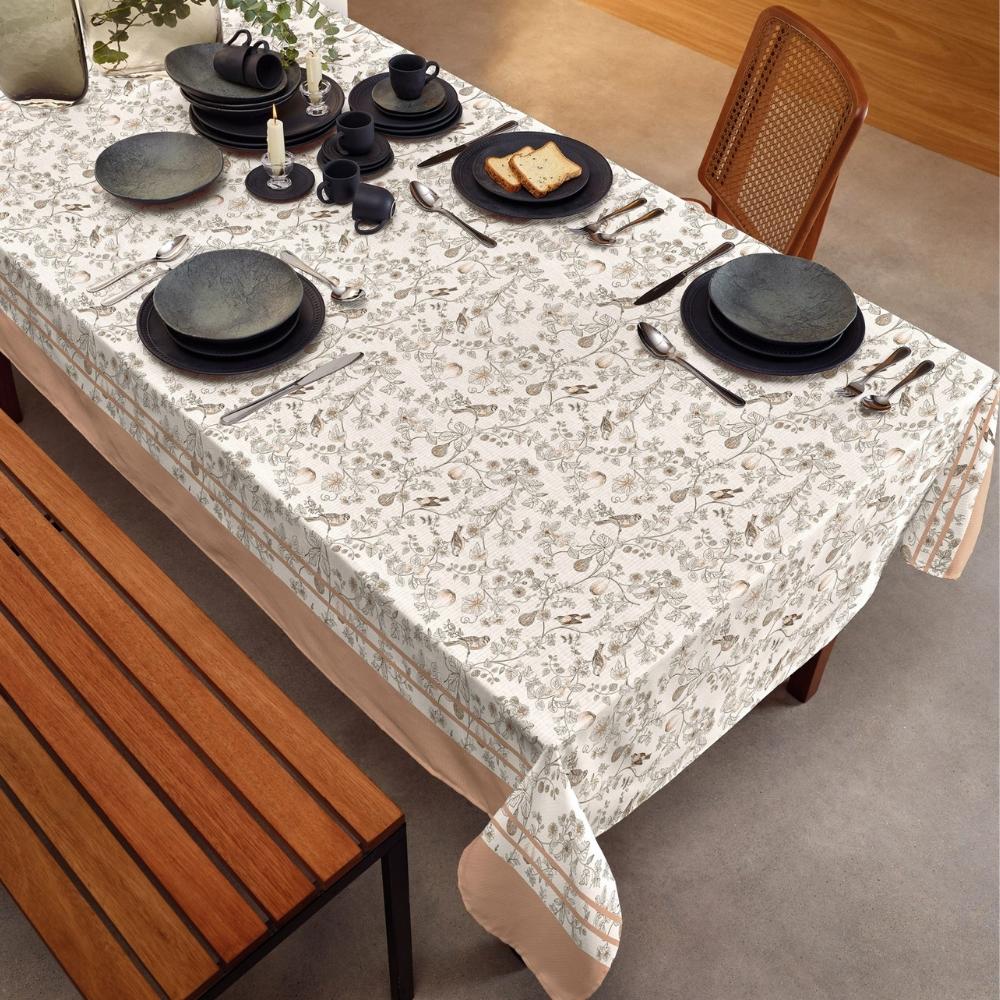 Toalha de Mesa Elegance Retangular 8 Lugares 1,40m x 2,60m Pássaros Teka