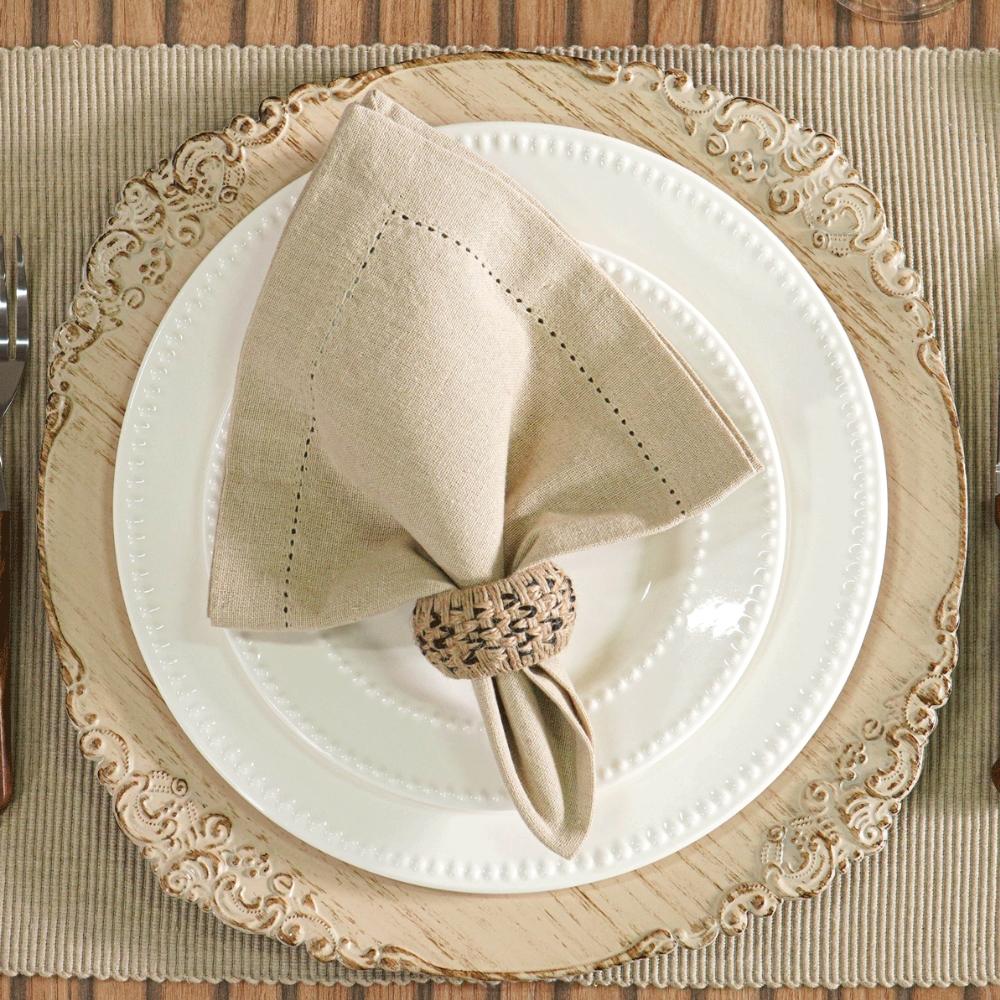 Jogo de Guardanapos de Tecido Pesponto 2 Peças Biscuit Tessi