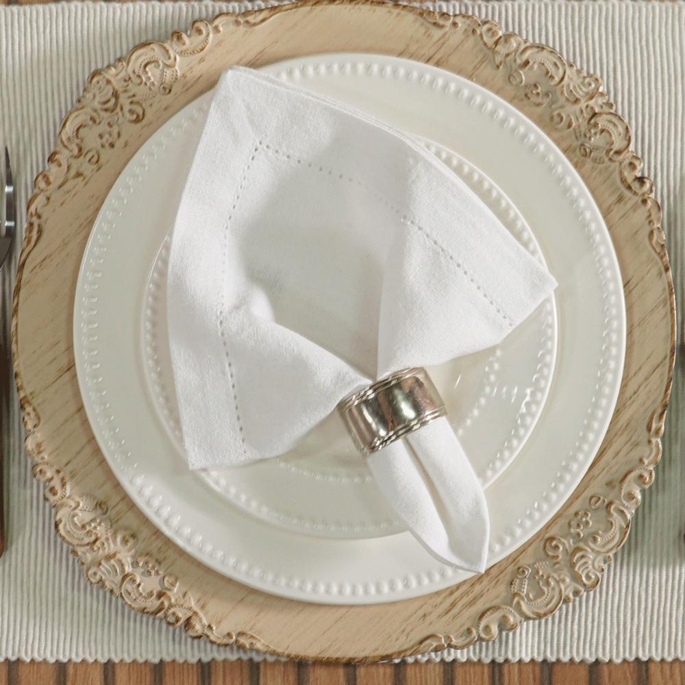 Jogo de Guardanapos de Tecido Pesponto 2 Peças Branco Tessi