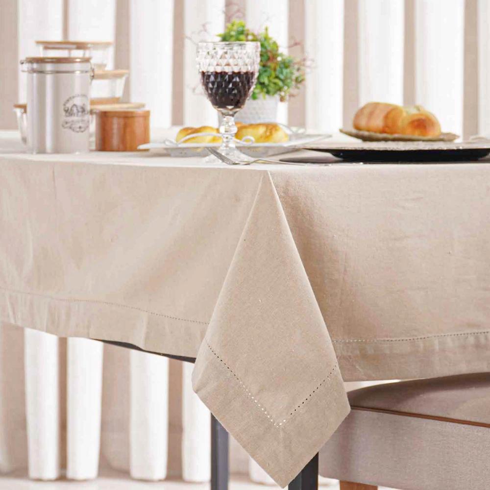 Toalha de Mesa Retangular 10/12 Lugares 1,60x3,20m Pesponto Biscuit Bege Dohler