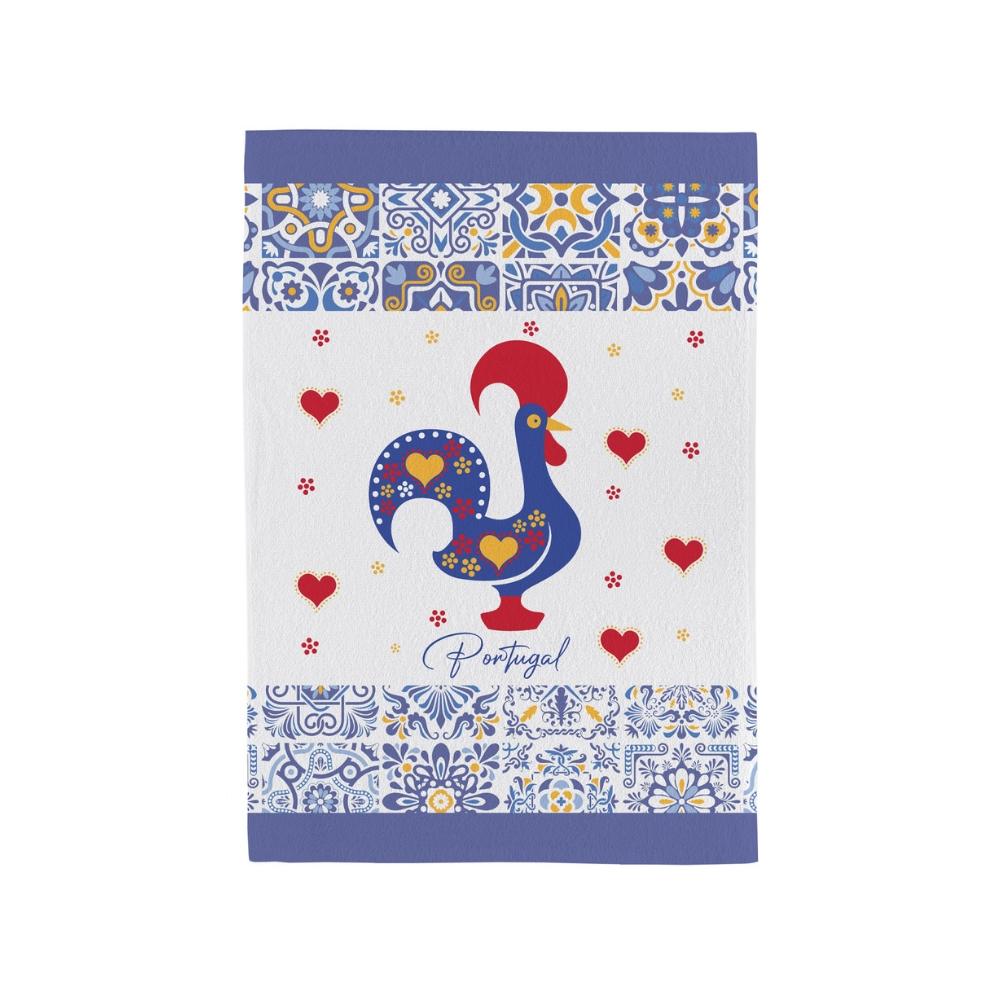 Pano De Copa Felpudo Fiori Portugal Galo Azul Teka