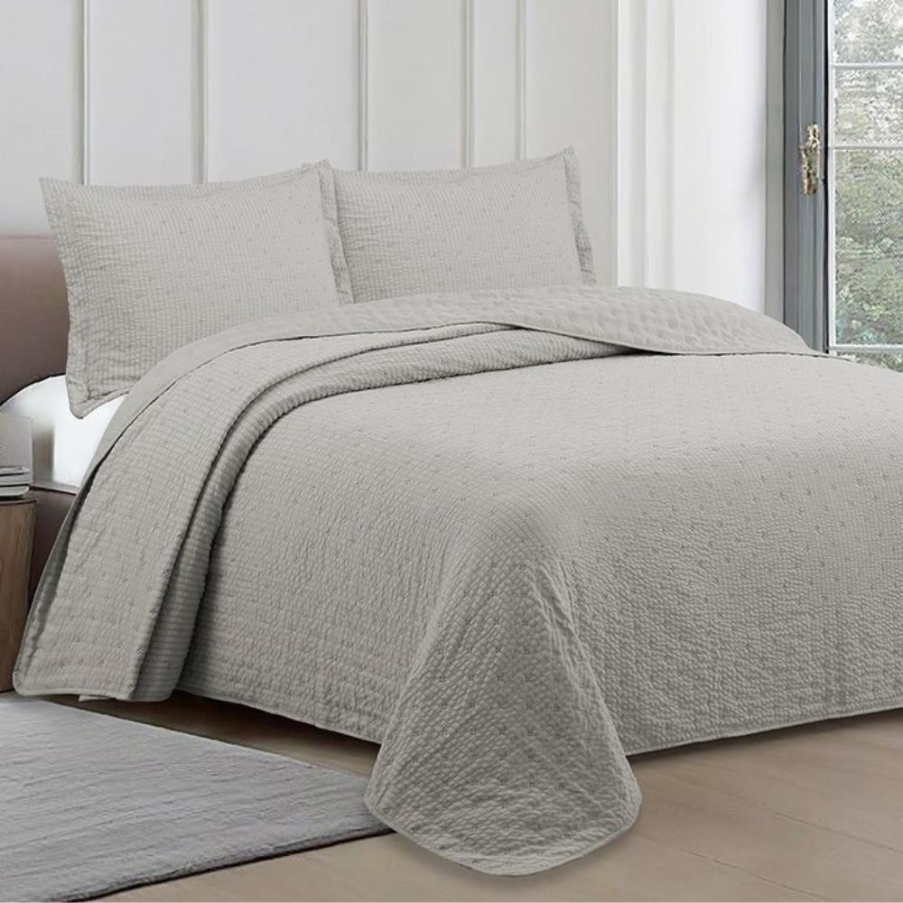 Kit Colcha 2 Peças Pliê Solteiro 1,60x2,40m Cinza Camesa