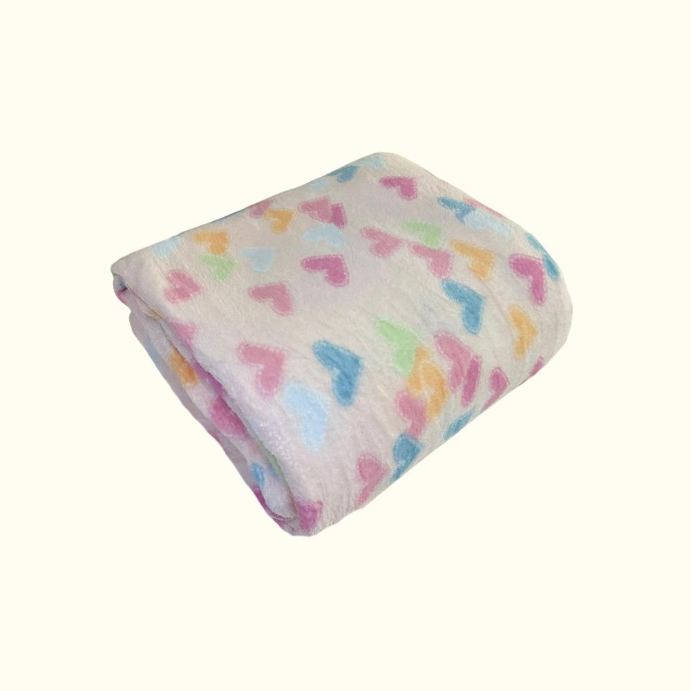 Lençol com Elástico King Plush Microfibra Fleece Estampado Corações Arrumadinho Enxovais