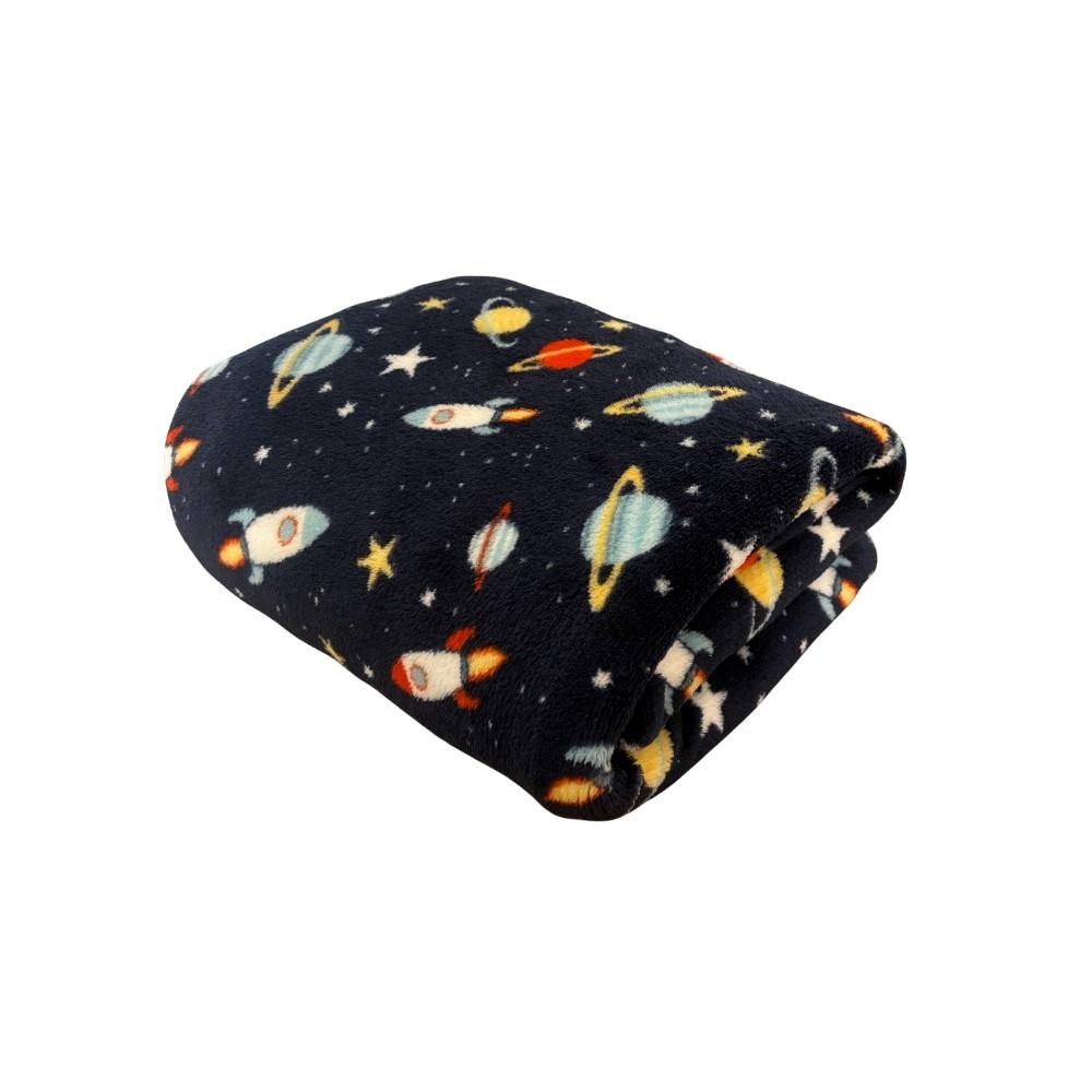 Lençol com Elástico Solteiro Especial King 96cm Plush Microfibra Fleece Infantil Planetas Arrumadinho Enxovais