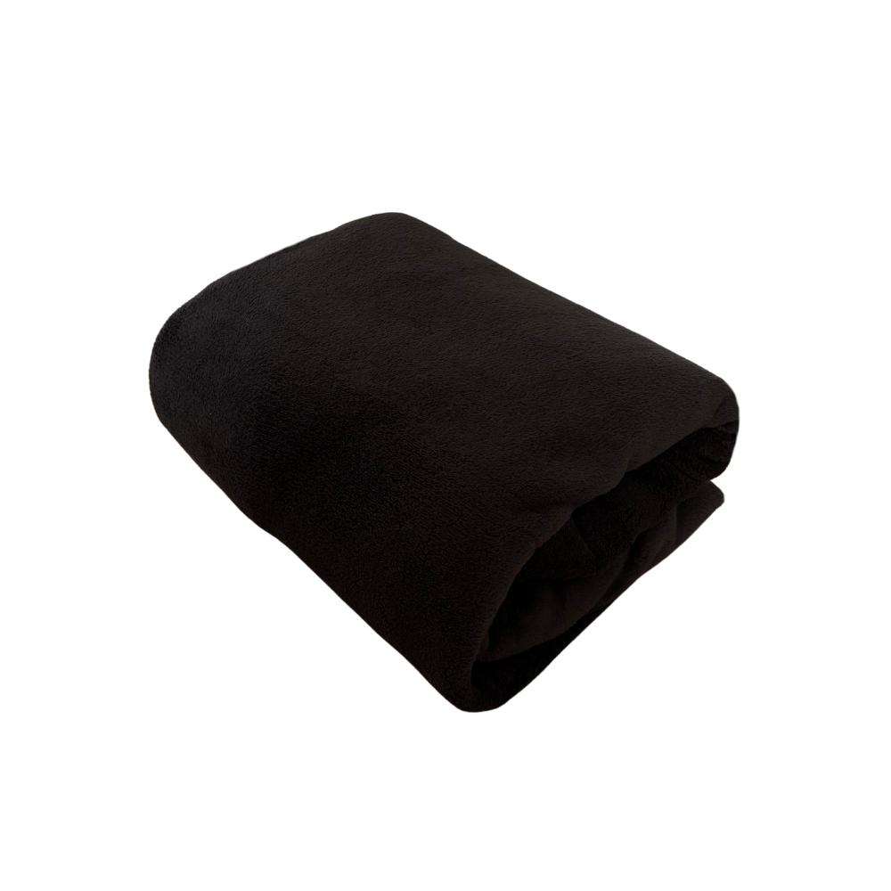 Lençol com Elástico Solteiro Especial King 96cm Plush Microfibra Fleece Preto Arrumadinho Enxovais