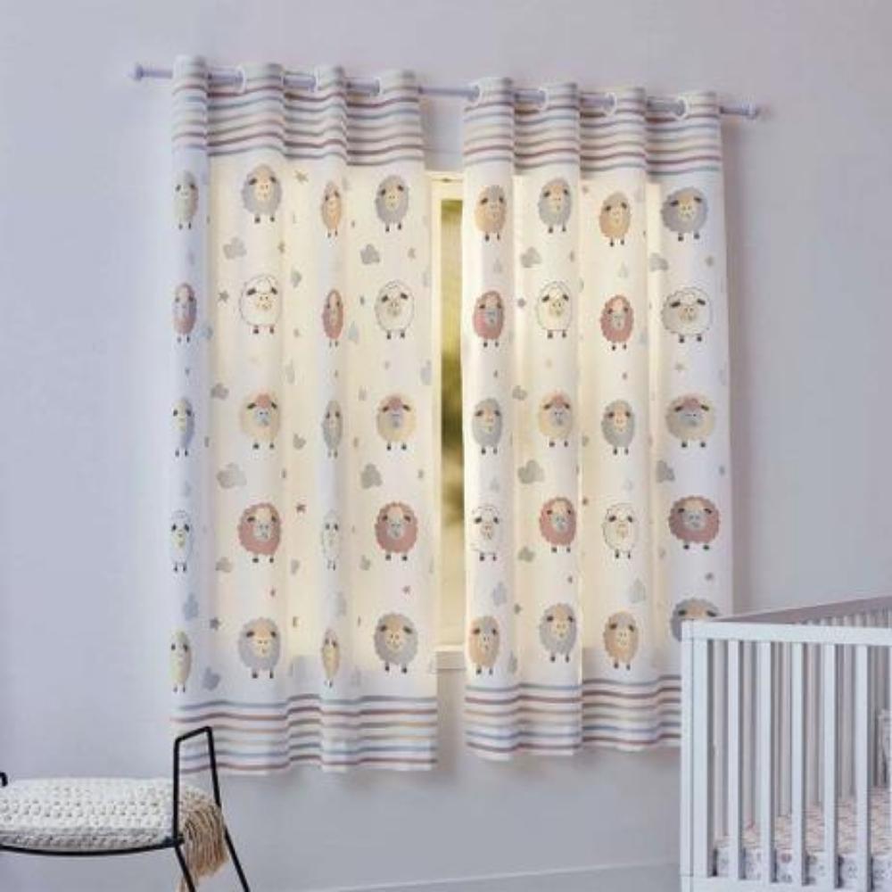 Cortina Londres Infantil Bebê Pompom Ovelhinhas Santista