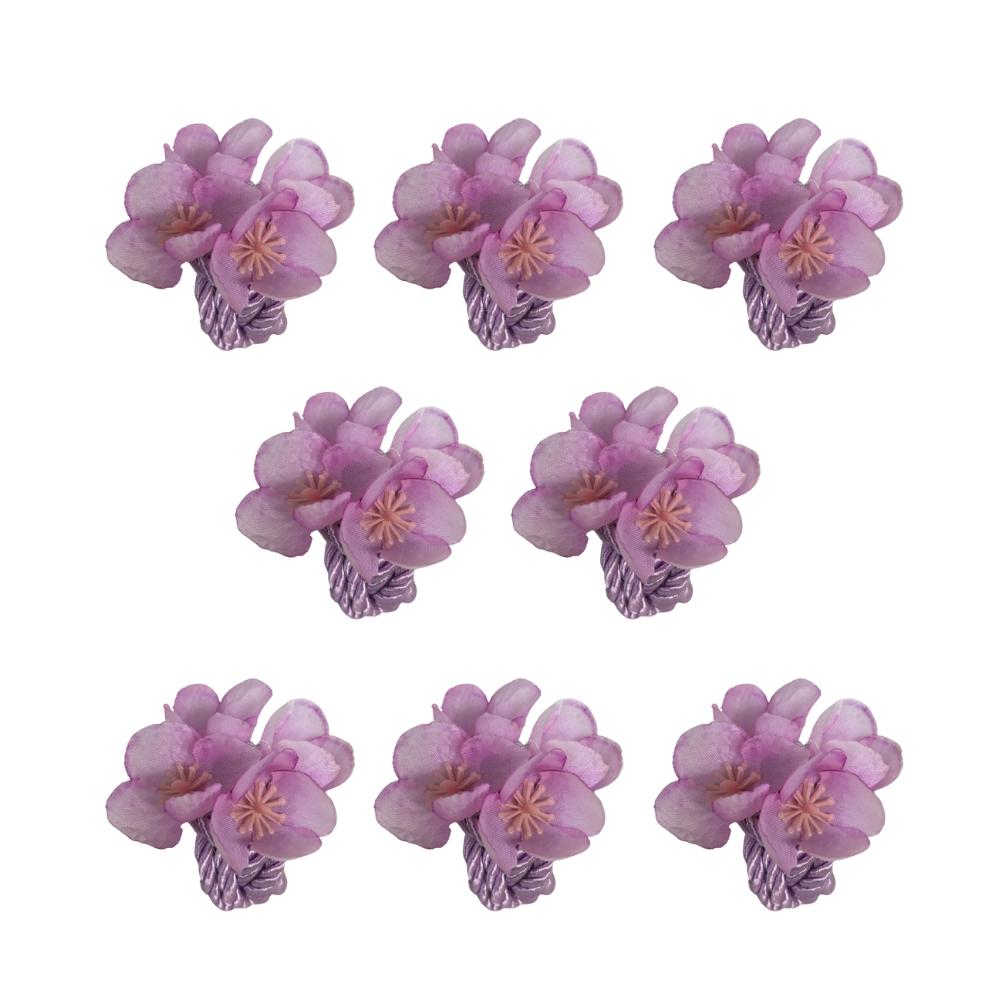 Kit 08 Porta-Guardanapos Flor Lilás e Cordão de São Francisco Lilás Arrumadinho