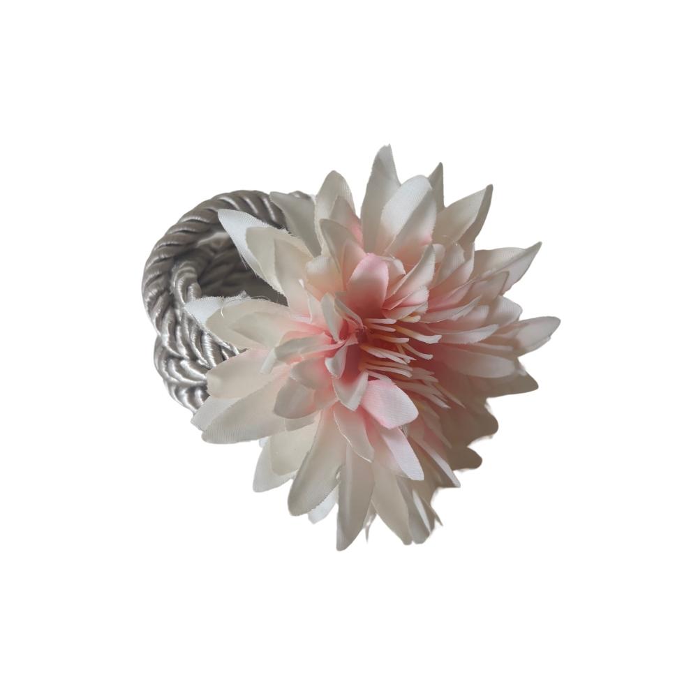 Porta-Guardanapo Flor Rosa e Cordão de São Francisco Bege Arrumadinho