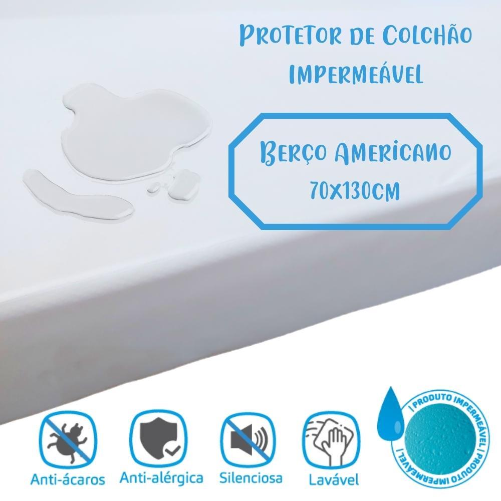 Capa Protetora Para Colchão Impermeável Berço Americano 70x130x15cm Com Zíper Arrumadinho Enxovais