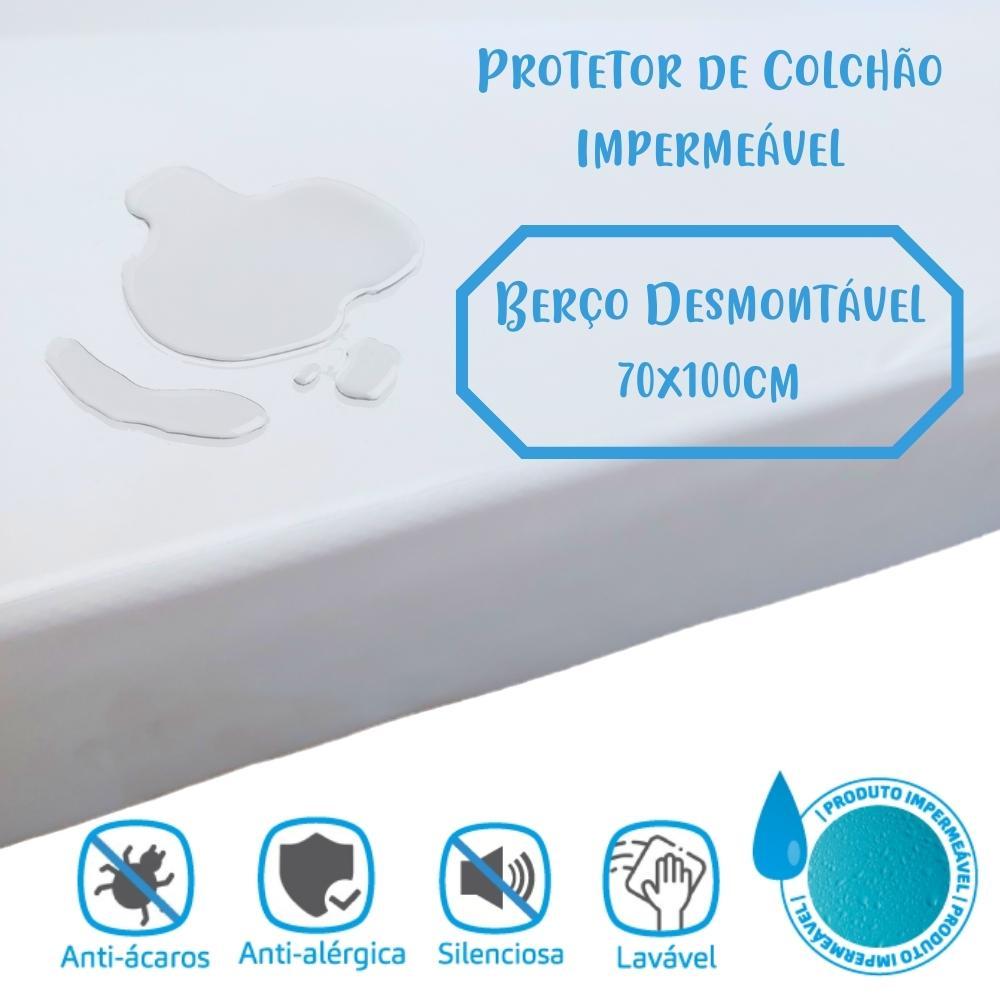 Protetor de Colchão Impermeável Berço Desmontável 70x100cm Arrumadinho Enxovais