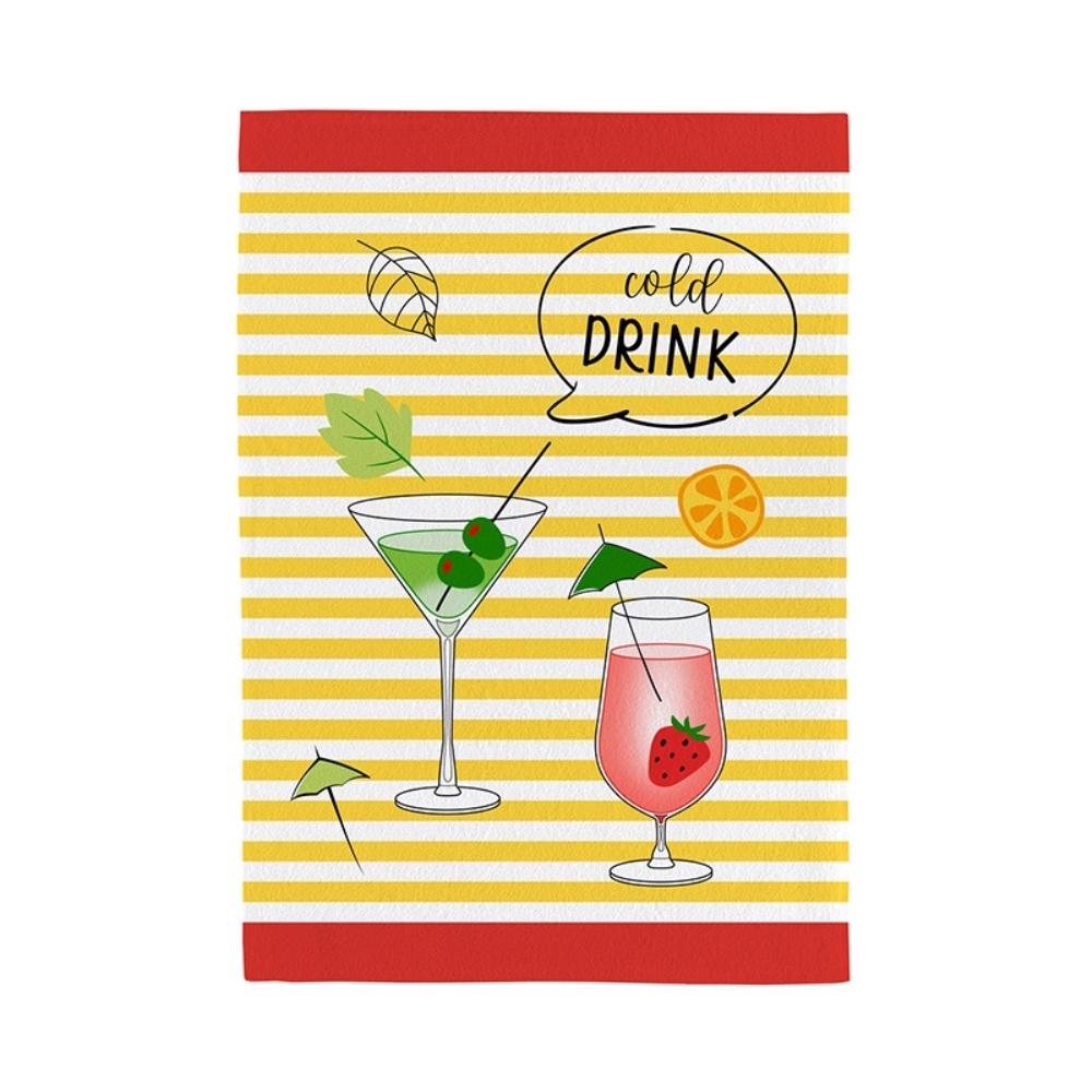 Pano De Copa Felpudo Fiori Summer Drinks Vermelho Teka