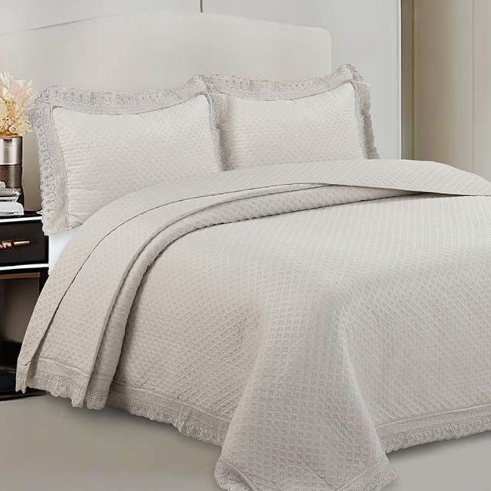 Kit Colcha 3 Peças Renascença Queen 2,40x2,60m Bege Camesa