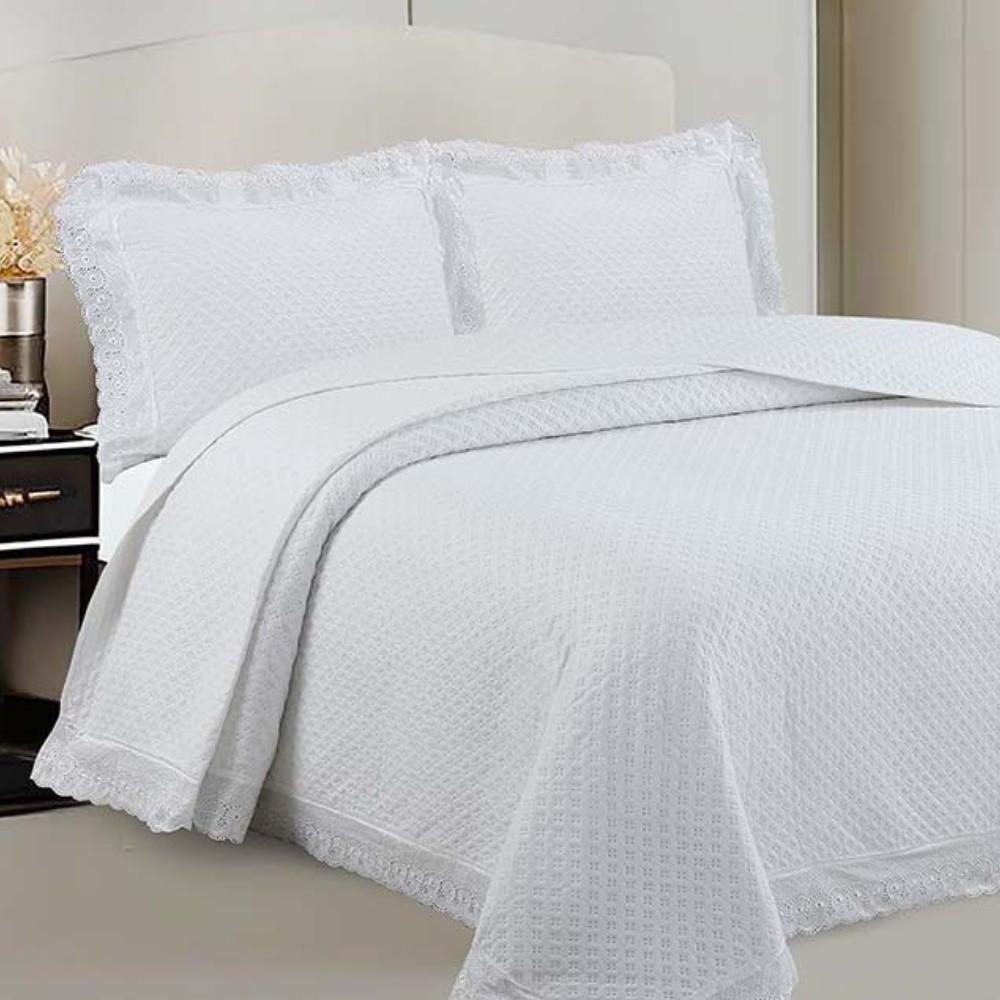 Kit Colcha 3 Peças Renascença Queen 2,40x2,60m Branca Camesa