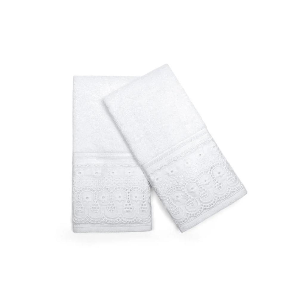 Kit 2 Peças Toalha Social Lavabo Cristal Renda Renascença Branca Buettner