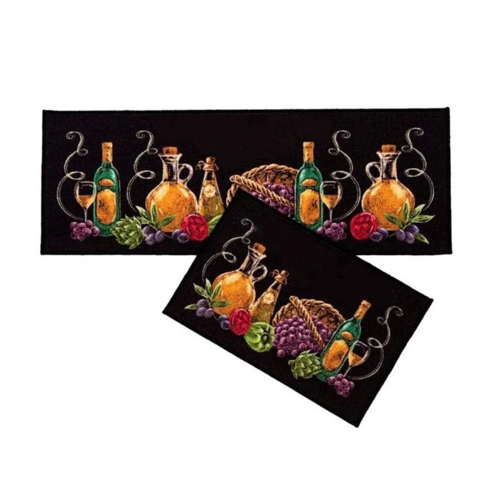 Kit Jogo de Tapetes Para Cozinha Bistrô 2 Peças Ristorante Corttex