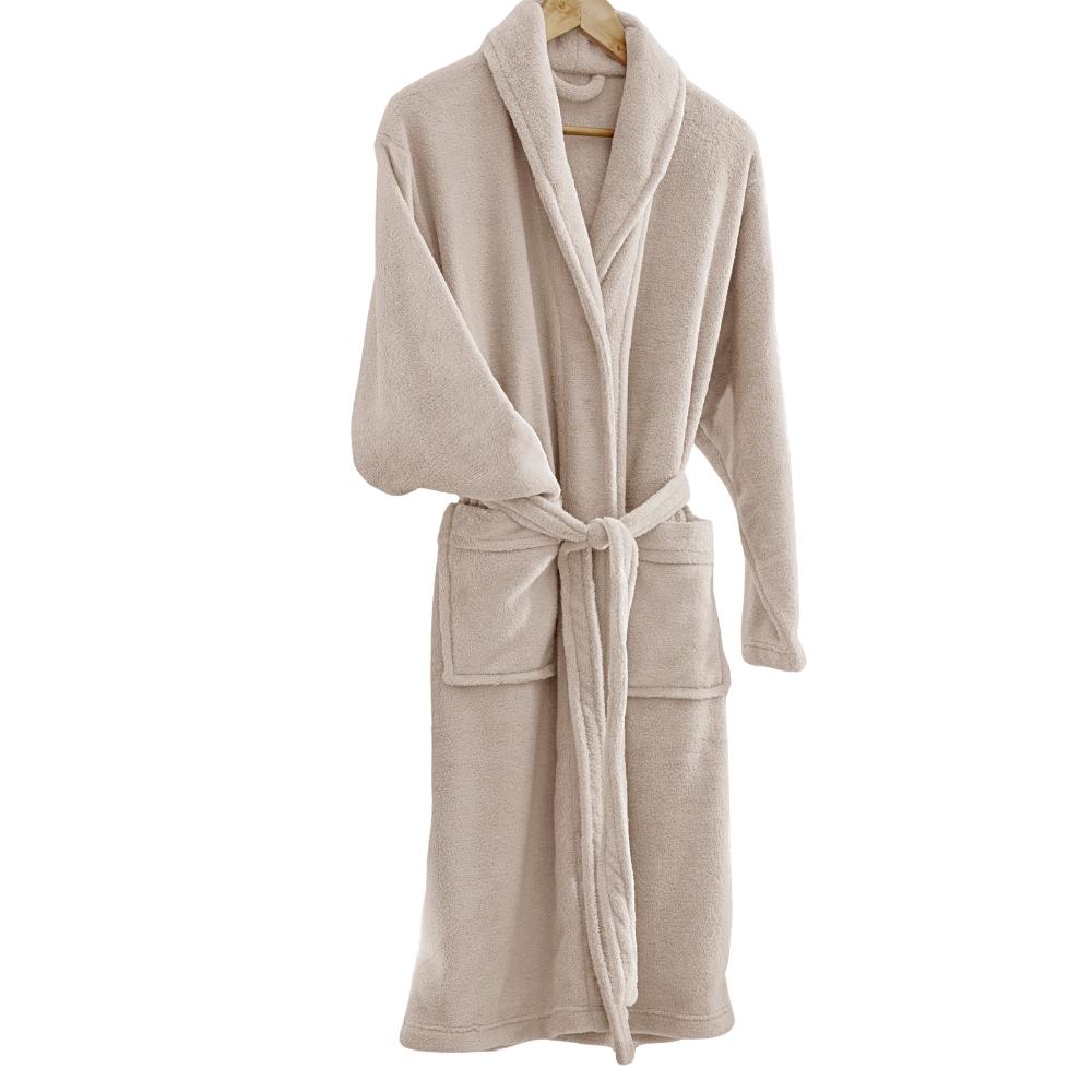 Roupão de Microfibra Fleece Adulto Home Design Bege M Corttex