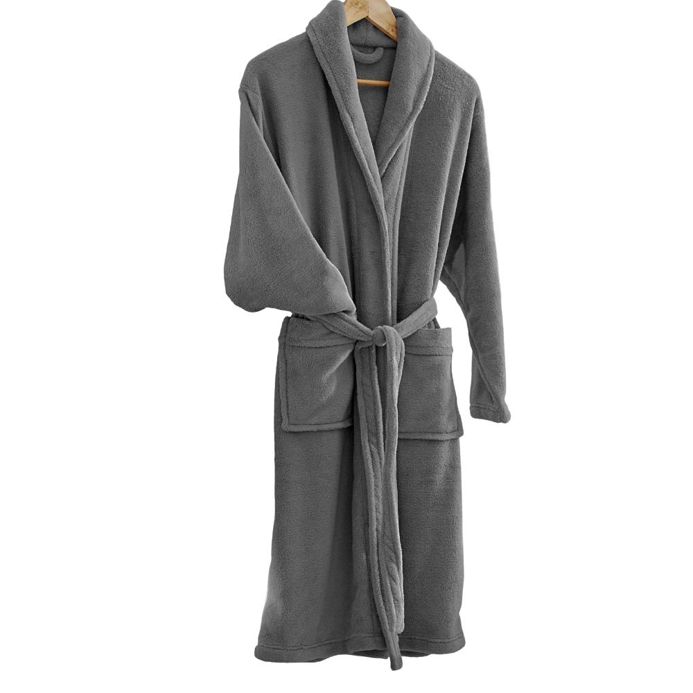Roupão de Microfibra Fleece Adulto Home Design Cinza Chumbo M Corttex