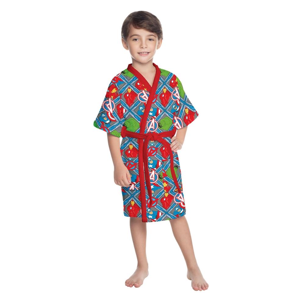 Roupão Aveludado Infantil Avengers Vingadores Tamanho G (8 a 10 anos) Lepper