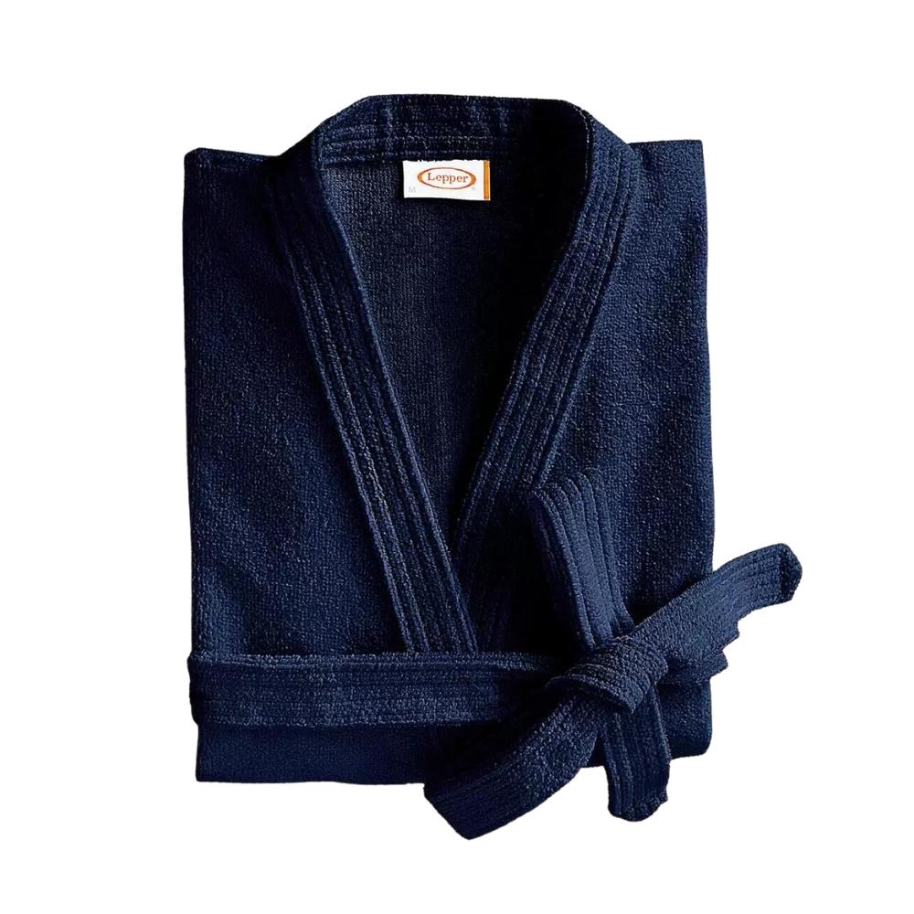 Roupão Quimono Adulto Aveludado Santorini Azul Marinho Tamanho G Lepper