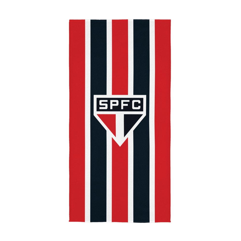 Toalha de Banho Praia Aveludada Futebol São Paulo Vermelha Lepper