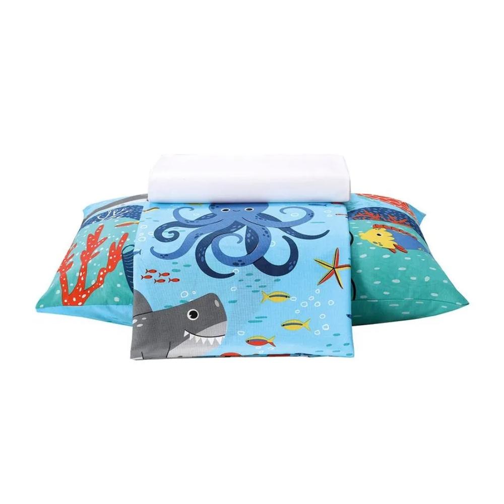 Jogo de Cama Solteiro Sea Fun Priori Kids Infantil 100% Algodão Dohler
