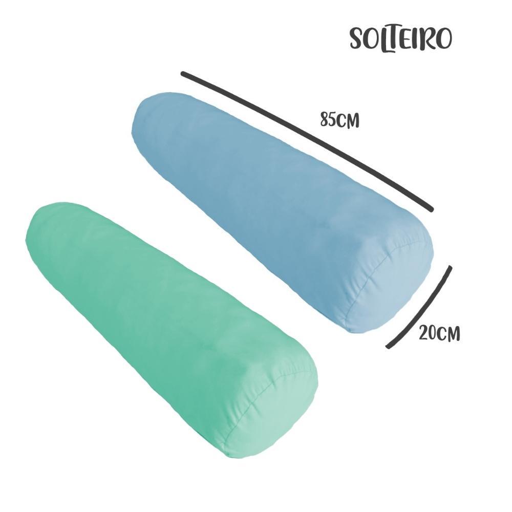 Kit 02 Capas Para Rolo De Cabeceira Solteiro 85x20cm Azul e Verde Arrumadinho 
