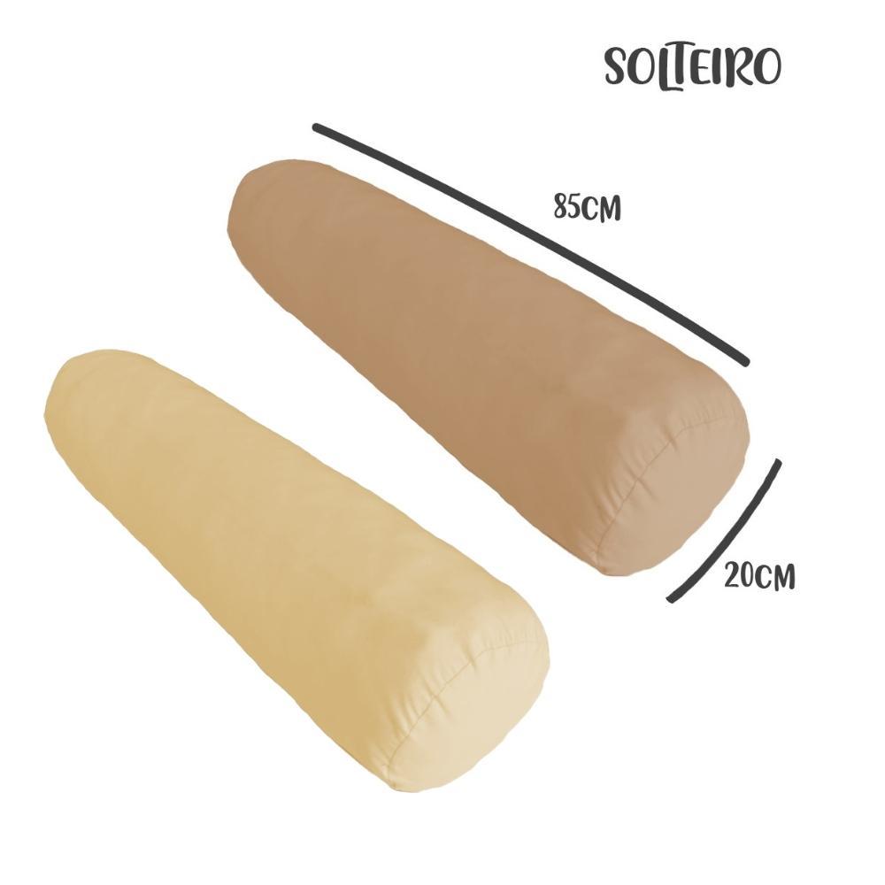 Kit 02 Capas Para Rolo De Cabeceira Solteiro 85x20cm Nude e Cru Arrumadinho