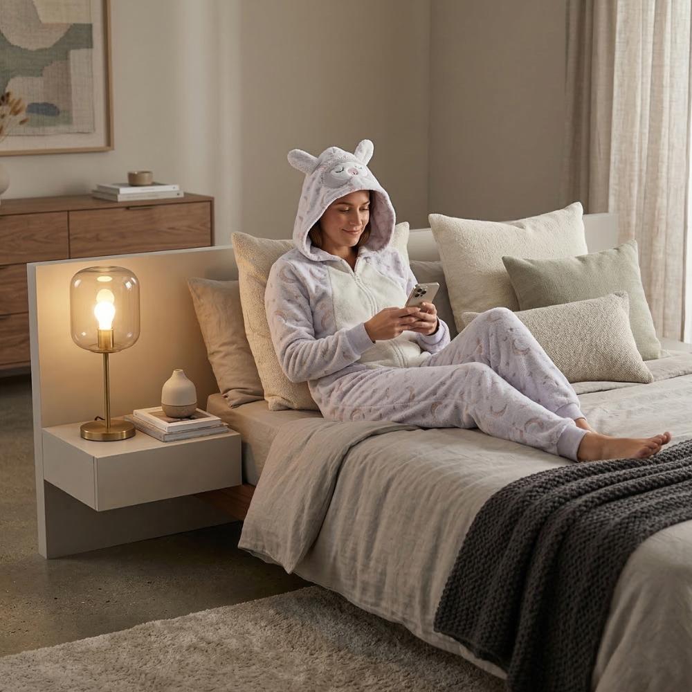 Pijama Macacão Longo Adulto em Plush Soninho Tamanho G Due