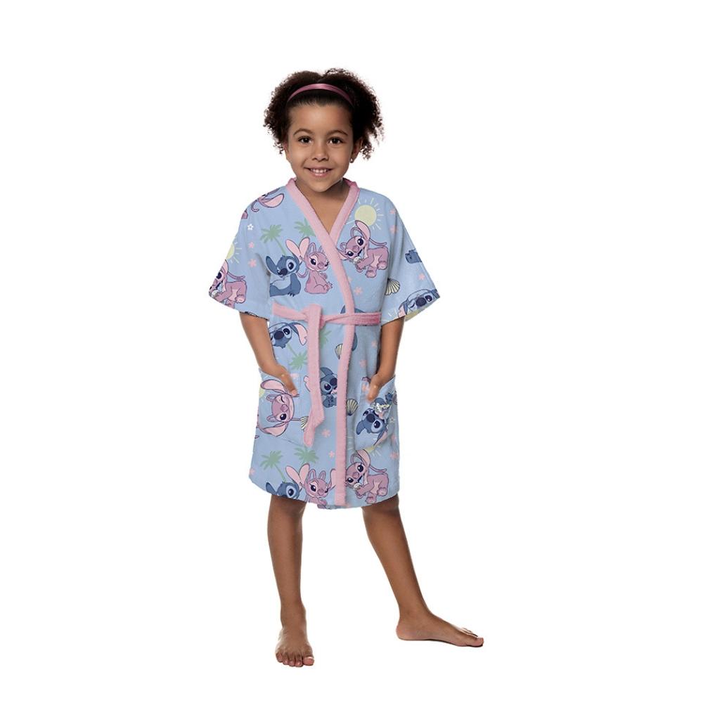 Roupão Infantil Stitch e Angel Tamanho Único 8 a 12 Anos Aveludado Lepper